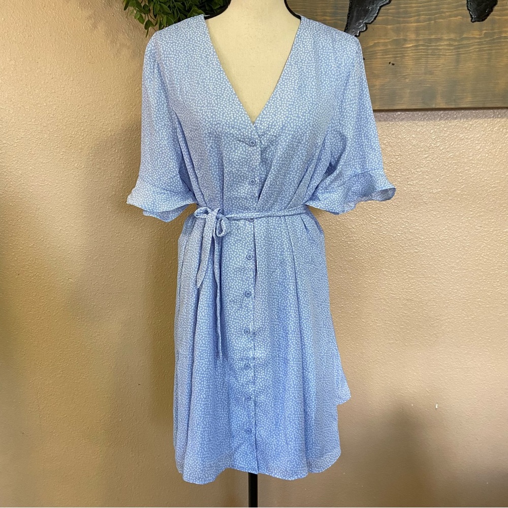 NWOT Lulus Castana Light Blue Print Button-Up Dress - Picture 10 of 11
